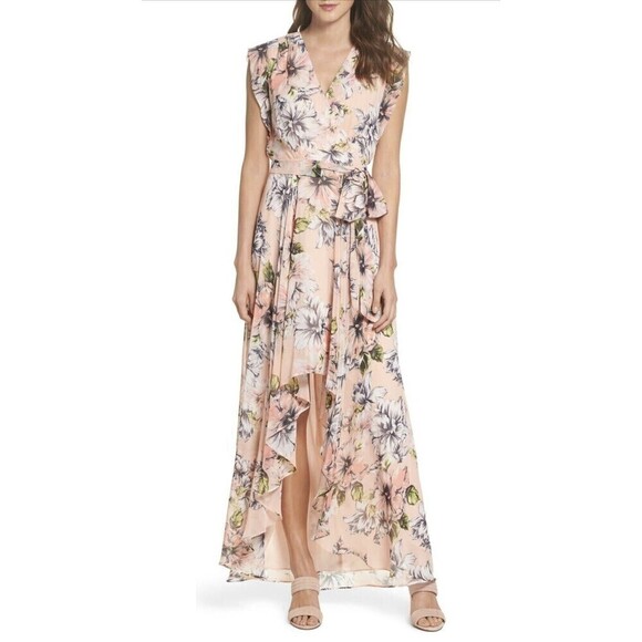 Eliza J Floral Ruffle High Low Maxi Dress - Picture 1 of 9
